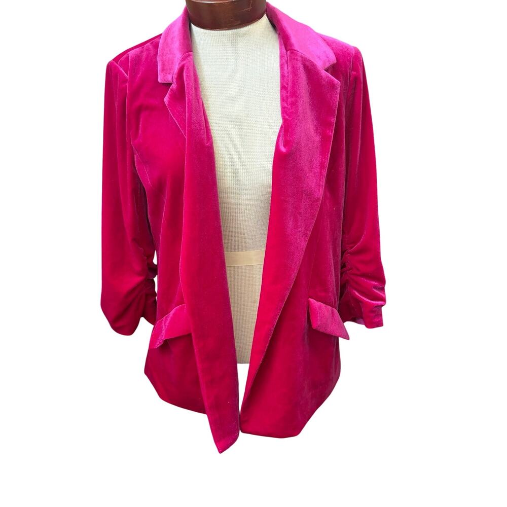 Skies Are Blue Boutique Pink Velvet Blazer Size Medium Floral Lined